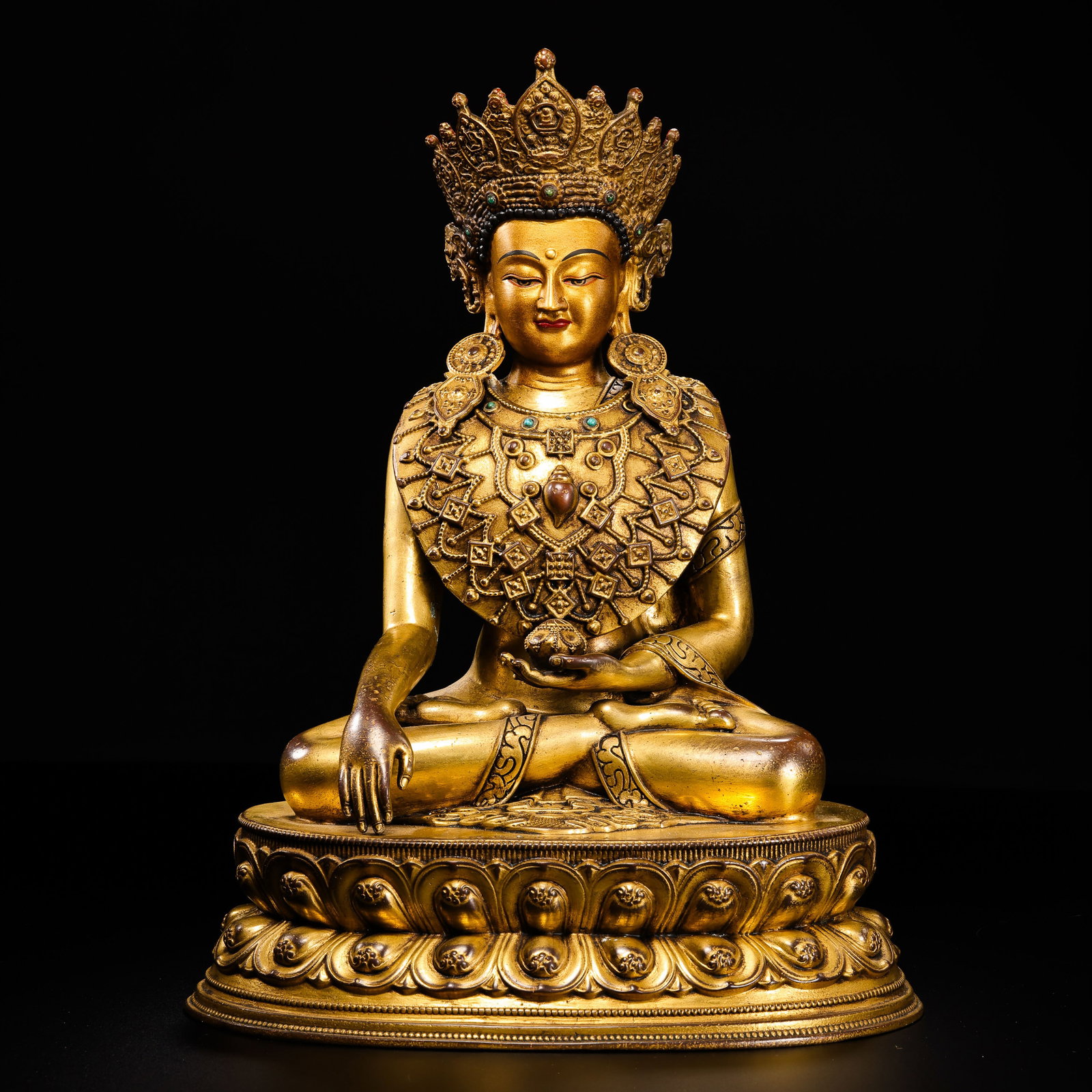 Gilt Bronze Seated Buddha Statue from the Qianlong Period of the Qing Dynasty, China (1 of 11)