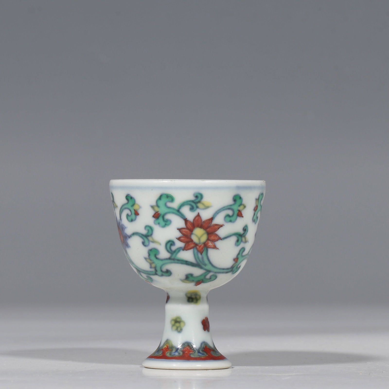 Doucai floral-patterned stem cup from the Chenghua period of the Ming Dynasty, China (1 of 9)