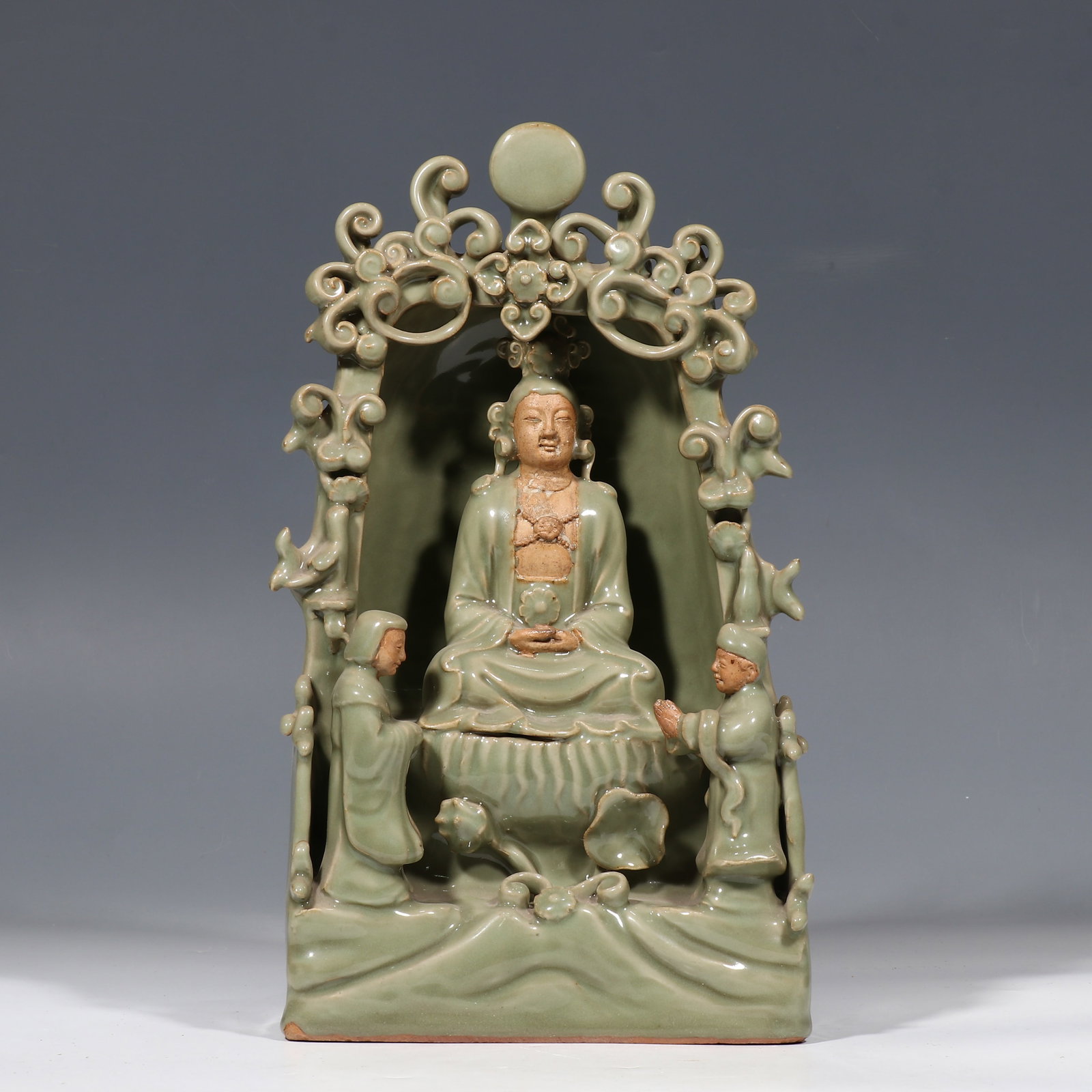Longquan celadon Buddhist shrine from the Yuan Dynasty in China (1 of 9)