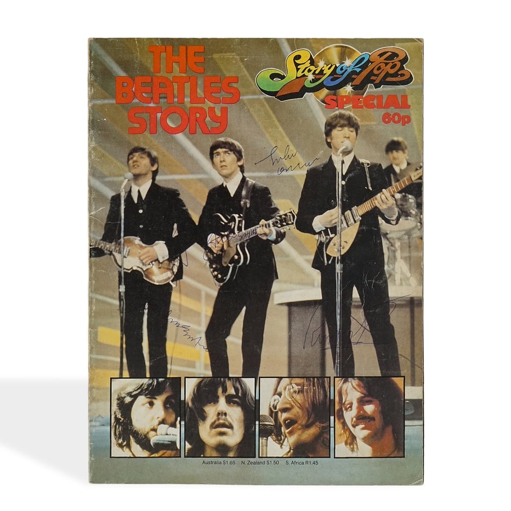 THE BEATLES FULLY SIGNED "THE BEATLES STORY" MAGAZINE: 11 3/4 x 8 7/8 in (29.8 x 22.5 cm) Provenance and Authentication: This collectible has undergone a rigorous forensic evaluation. The signatures were carefully analyzed across multiple criteria,