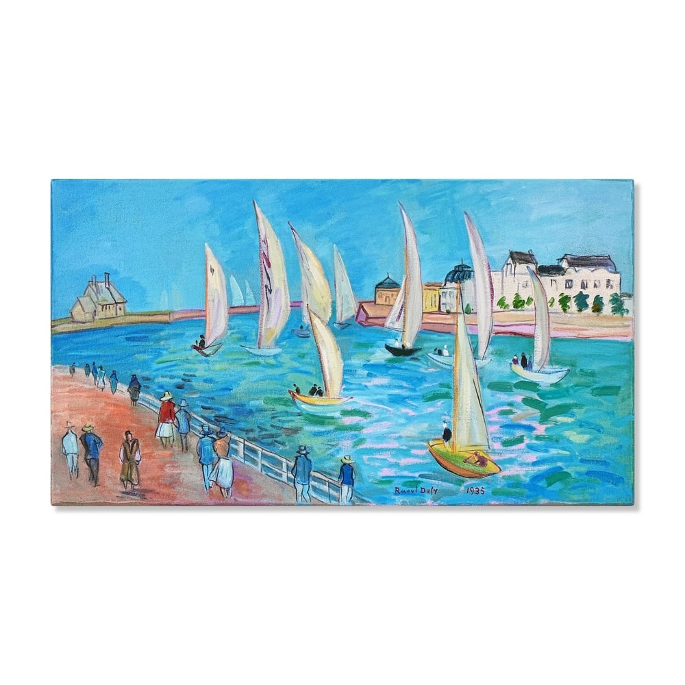 RAOUL DUFY (1877-1953), ATTRIBUTED TO, OIL ON CANVAS: Signed (lower right) Image Dimensions: 19 3/4 x 35 1/2 in (50 x 90 cm) This painting comes with COA. Few artists captured the elegance and vitality of the French seaside with the grace of Raoul Dufy.