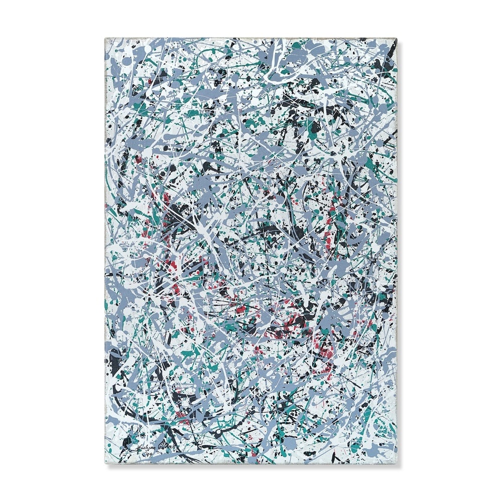 JACKSON POLLOCK (1912-1956), ATTRIBUTED TO, OIL, ENAMEL AND ALUMINUM PAINT ON CANVAS: Signed (lower left) Image Dimensions: 30 1/4 x 20 3/4 in (76.5 x 52.5 cm) This painting comes with COA. Jackson Pollock stands at the center of Abstract Expressionism and remains one of the most