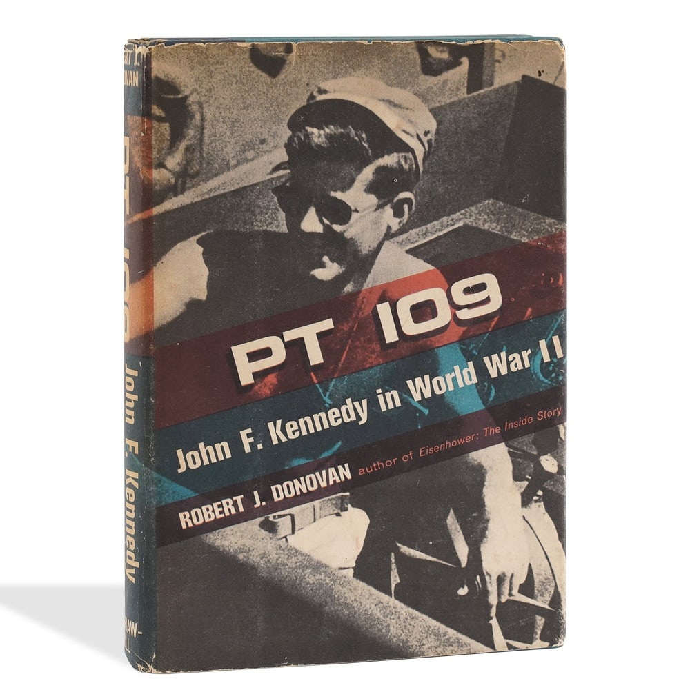 JOHN F. KENNEDY SIGNED "PT 109: JOHN F. KENNEDY IN WORLD WAR II": 8 1/2 x 5 7/8 in (21.5 x 14.8 cm) Provenance and Authentication: This collectible has undergone a rigorous forensic evaluation. The signatures were carefully analyzed across multiple criteria,