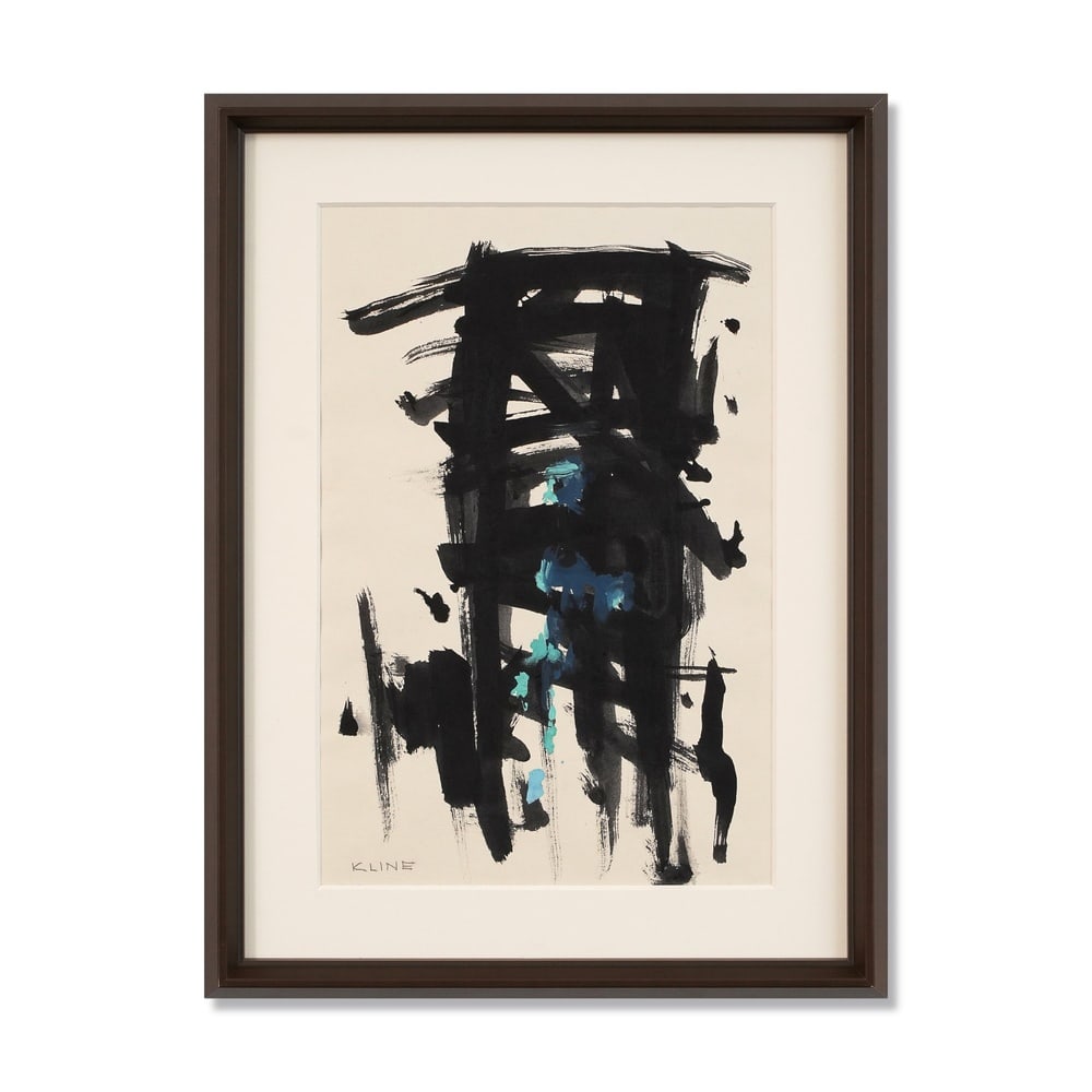 FRANZ KLINE (1910-1962), ATTRIBUTED TO, INK AND GOUACHE ON PAPER: Signed (lower left) Image Dimensions: 17 x 11 3/8 in (43.2 x 29 cm) Framed Dimensions: 22 1/2 x 16 3/4 in (57 x 42.5 cm) This painting comes with COA. Franz Kline is universally regarded as one of