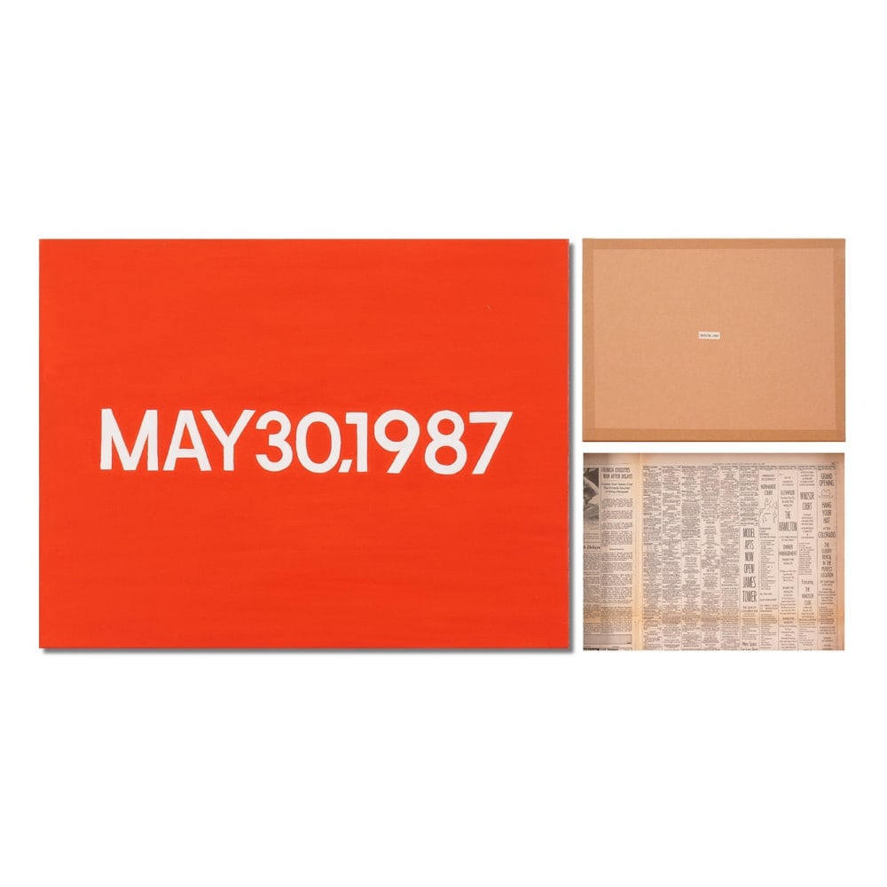 ON KAWARA (1933-2014), ATTRIBUTED TO, ACRYLIC ON CANVAS: Signed (verso) Image Dimensions: 13 3/8 x 17 3/8 in (34 x 44 cm) This painting comes with COA. On Kawara stands as one of the most rigorous and influential figures in postwar conceptual art, whose