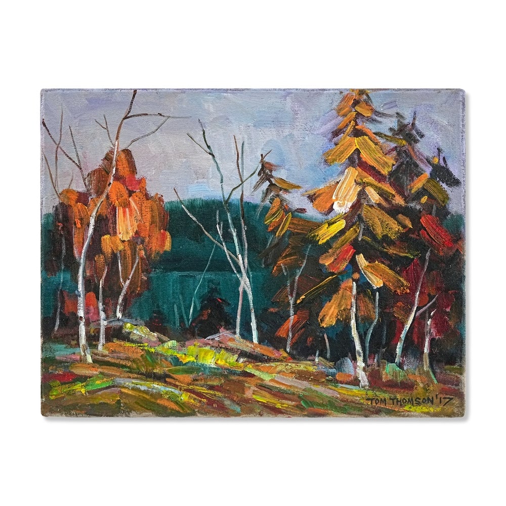 TOM THOMSON (1877-1917), ATTRIBUTED TO, OIL ON CANVAS: Signed (lower right) Image Dimensions: 16 1/4 x 21 in (41.2 x 53.5 cm) This painting comes with COA. Tom Thomson is widely regarded as the founding figure of modern Canadian landscape painting and one