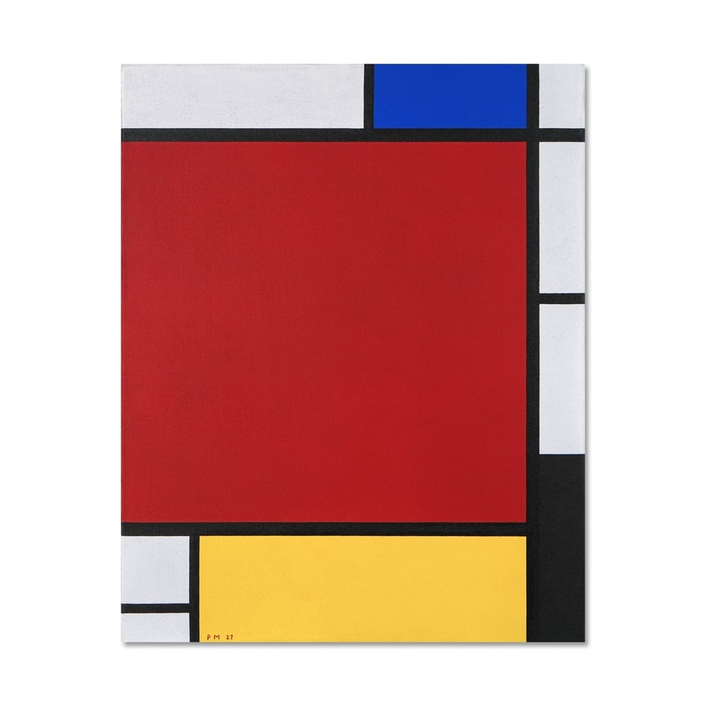 PIET MONDRIAN (1872-1944), ATTRIBUTED TO, OIL ON CANVAS: Image Dimensions: 32 x 25 3/4 in (81.5 x 65.5 cm) Signed (lower left) Entitled "Komposition Nr. 2 mit Blau, Gelb, Rot und Schwarz," this work exemplifies the late geometric abstraction of Piet Mondria