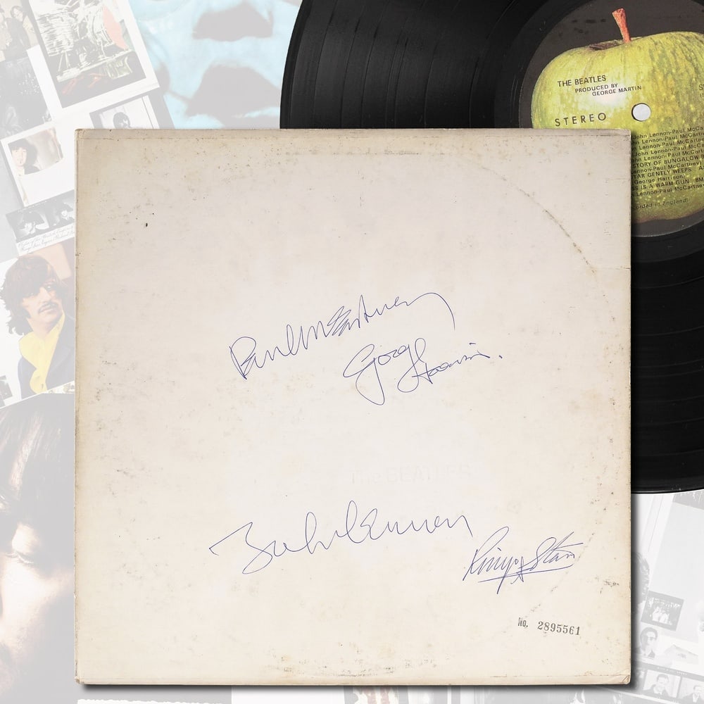 THE BEATLES FULLY SIGNED "THE BEATLES" (WHITE ALBUM) DOUBLE LP: 12 1/4 x 12 1/4 in Provenance and Authentication: This collectible has undergone a rigorous forensic evaluation. The signatures were carefully analyzed across multiple criteria, including ink