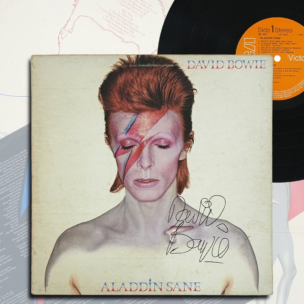 DAVID BOWIE SIGNED "ALADDIN SANE" LP (1 of 10)