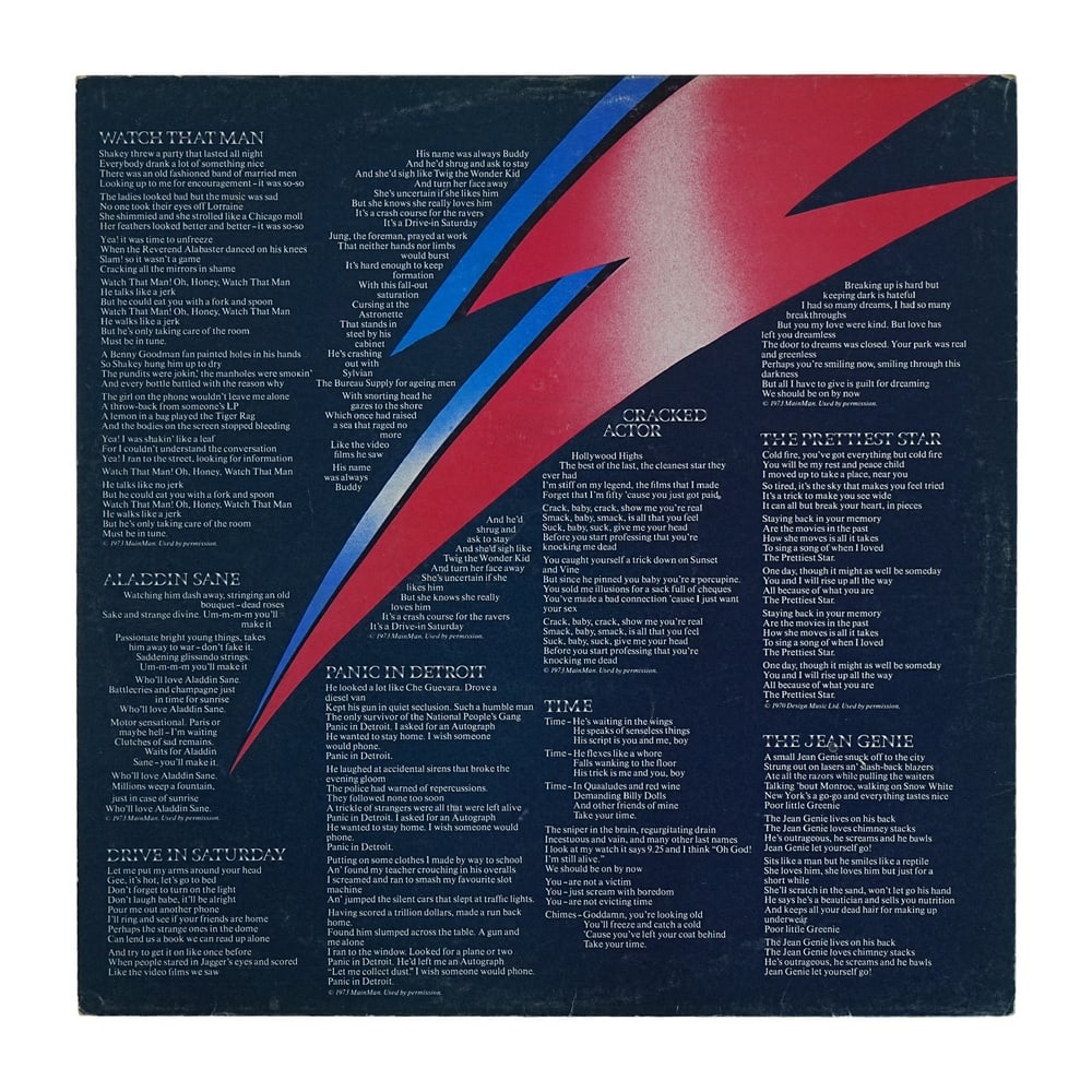 DAVID BOWIE SIGNED "ALADDIN SANE" LP - 7