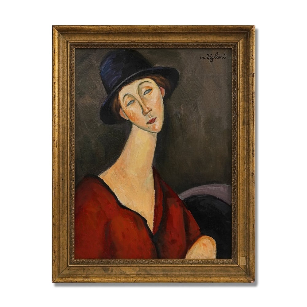 AMEDEO MODIGLIANI (1884-1920), ATTRIBUTED TO, OIL ON CANVAS: Signed (upper right) Image Dimensions: 18 1/2 x 13 3/4 in (47 x 35 cm) Framed Dimensions: 21 5/8 x 16 7/8 in (55 x 43 cm) This painting comes with COA. Amedeo Modigliani occupies a distinctive positio