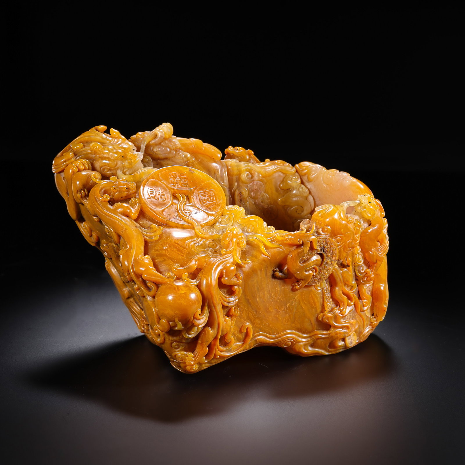 Chinese Qing Dynasty Tianhuang stone carving water basin (1 of 13)