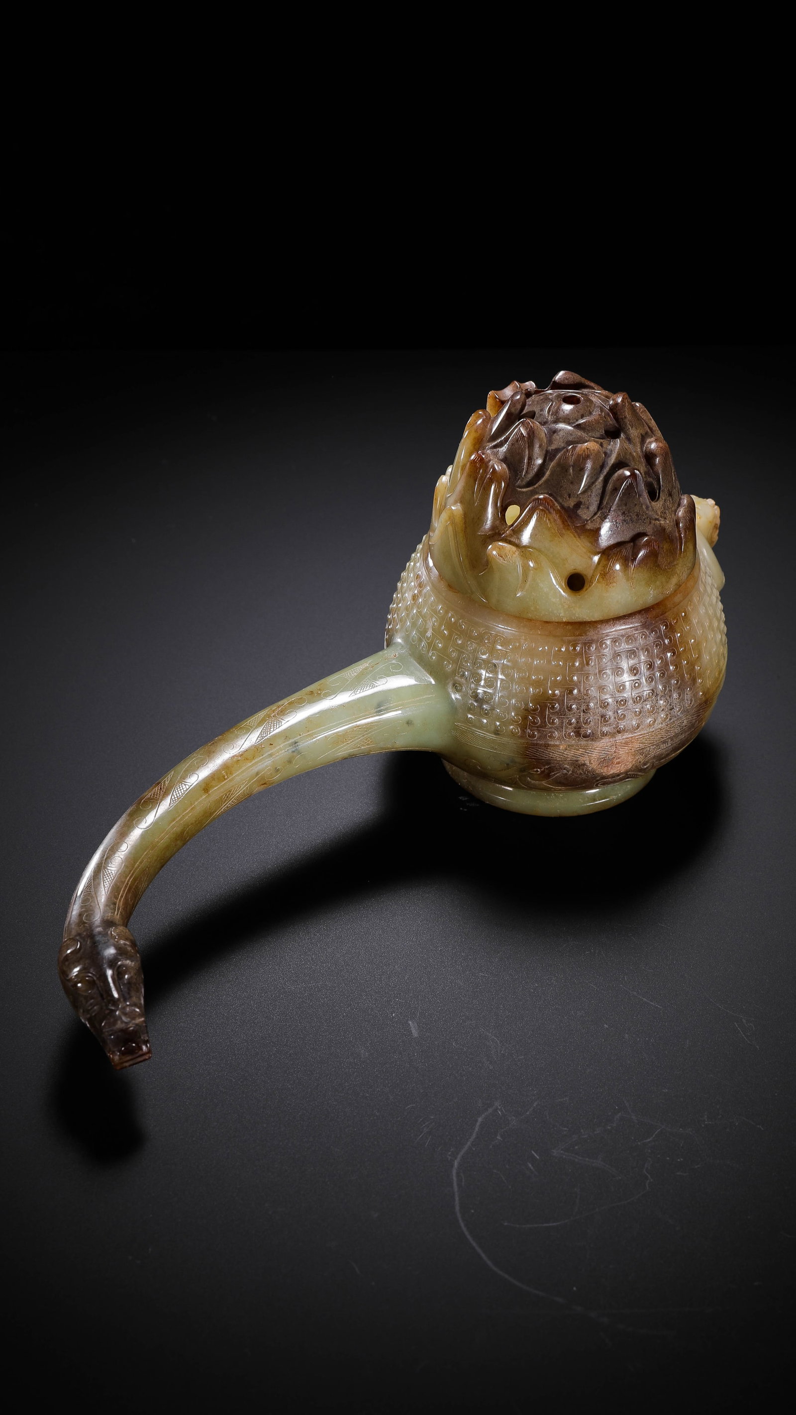 Chinese Han Dynasty Jade Dragon Handle Incense Burner (1 of 9)