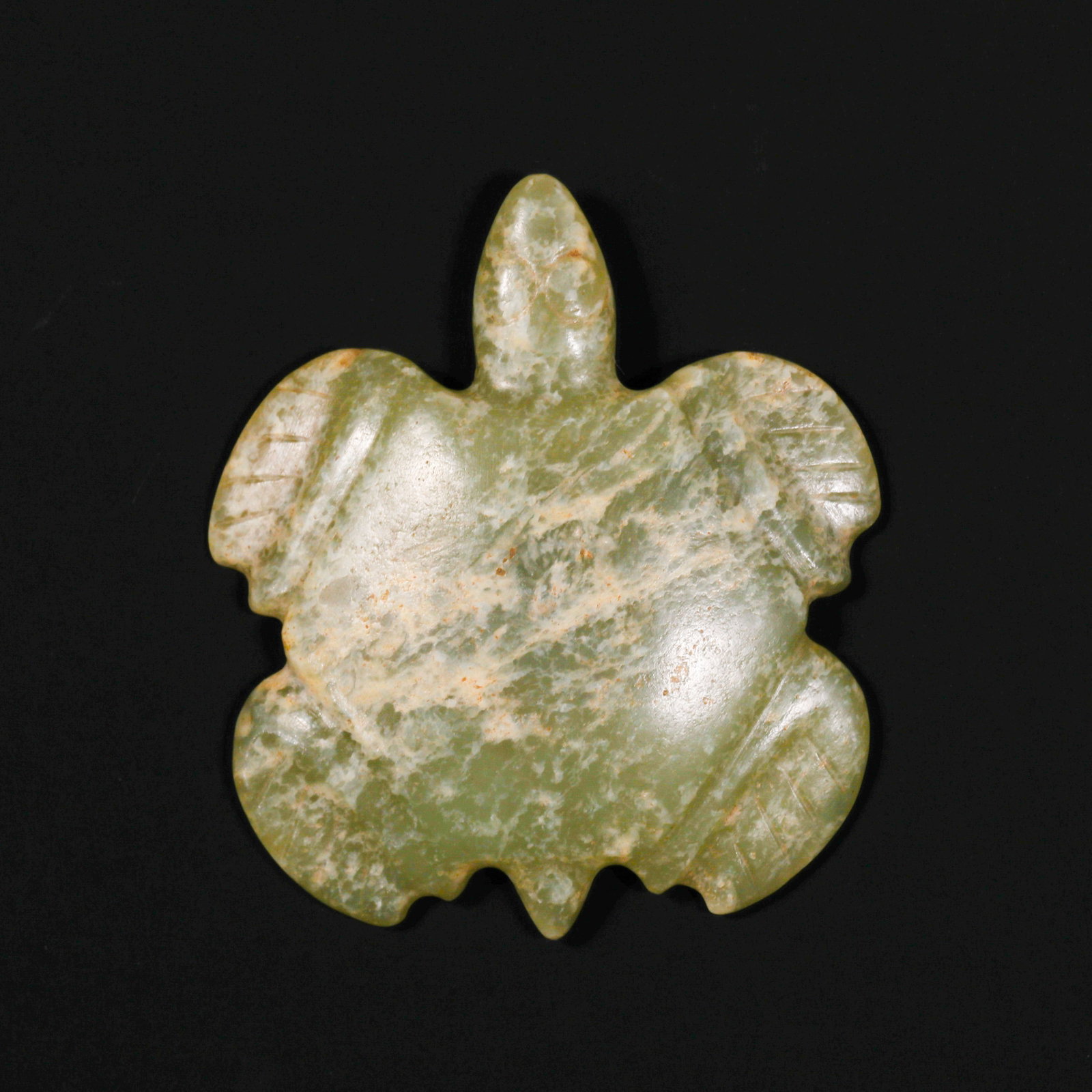 Jade turtle from the Hongshan Culture of the Hongshan Period in China: L. 7 cm. W. 6 cm. Weight. 51 gram.