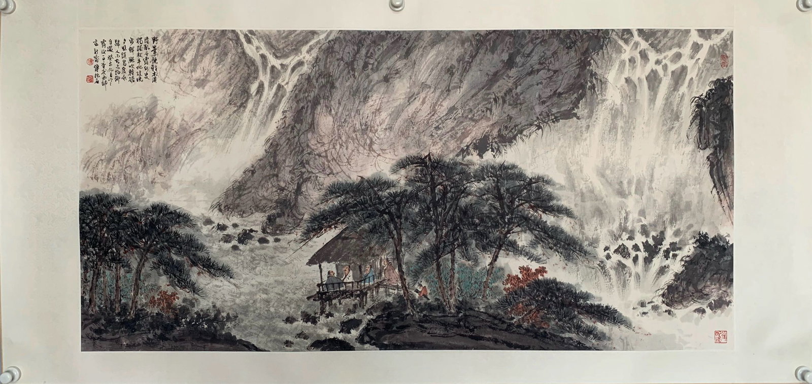 Landscape by Fu Baoshi: L. 136 cm. W. 68 cm.