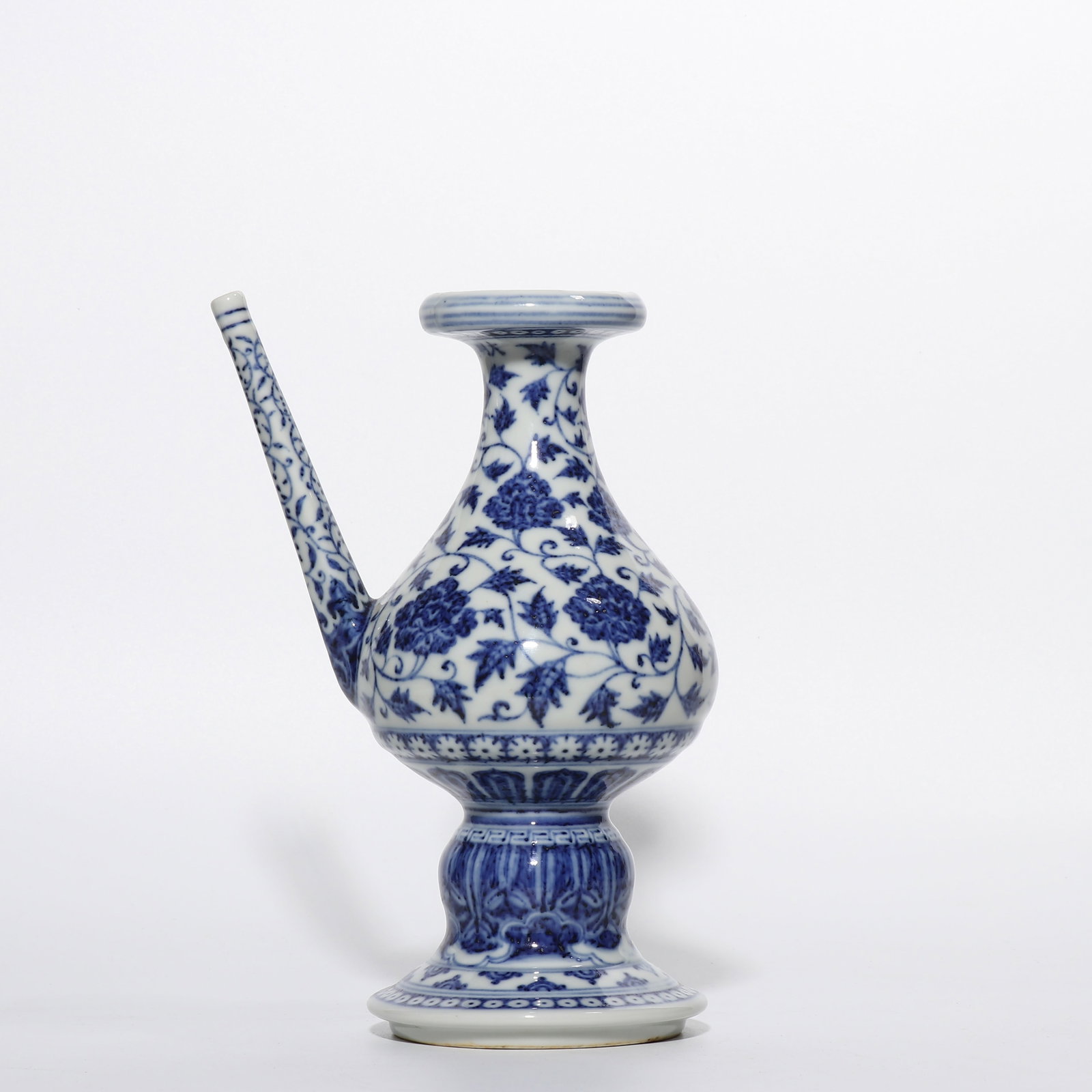 Chinese Qing Dynasty Blue and White Porcelain Pot with Floral Design (1 of 6)