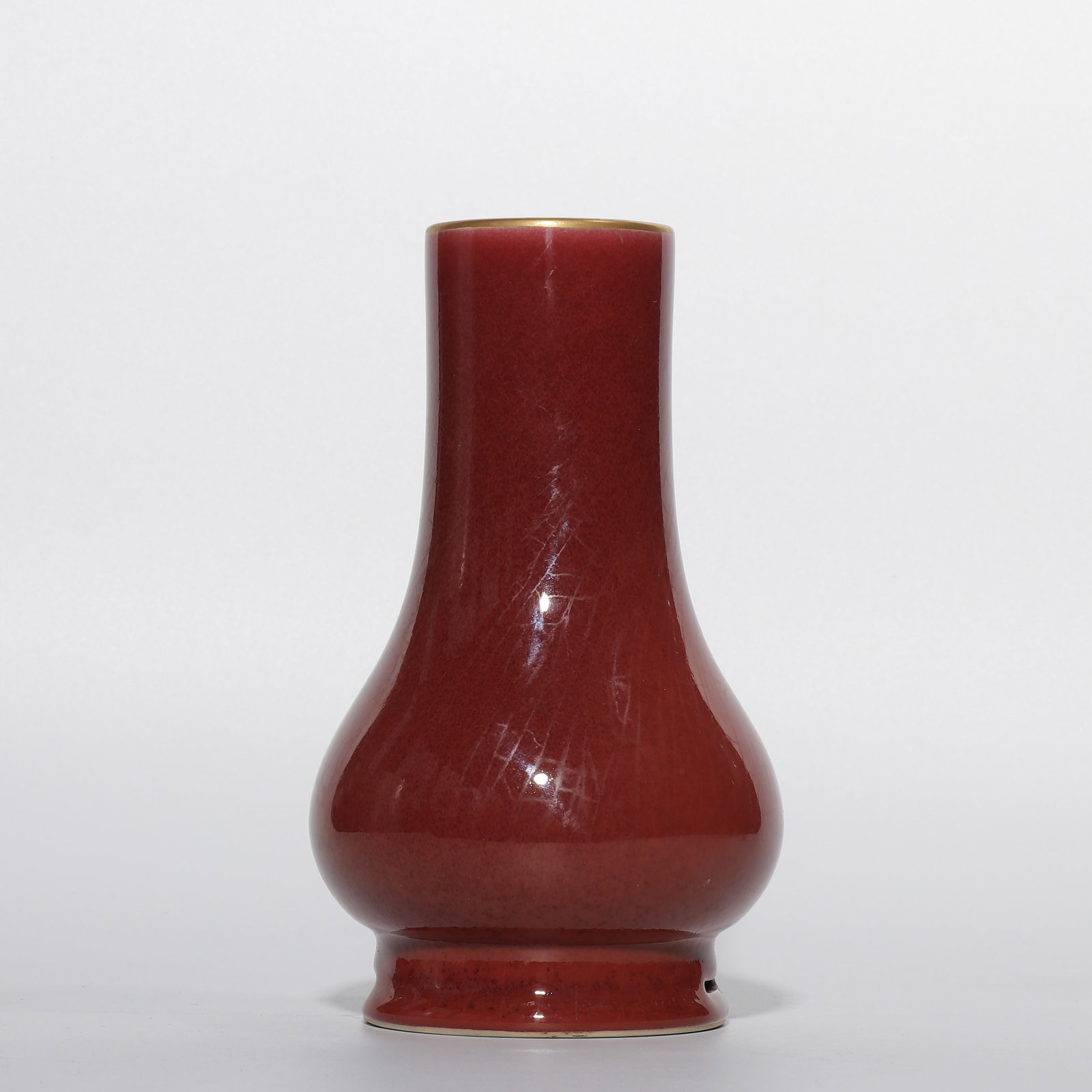 Chinese Qing Dynasty long-necked vase with red glaze (1 of 6)