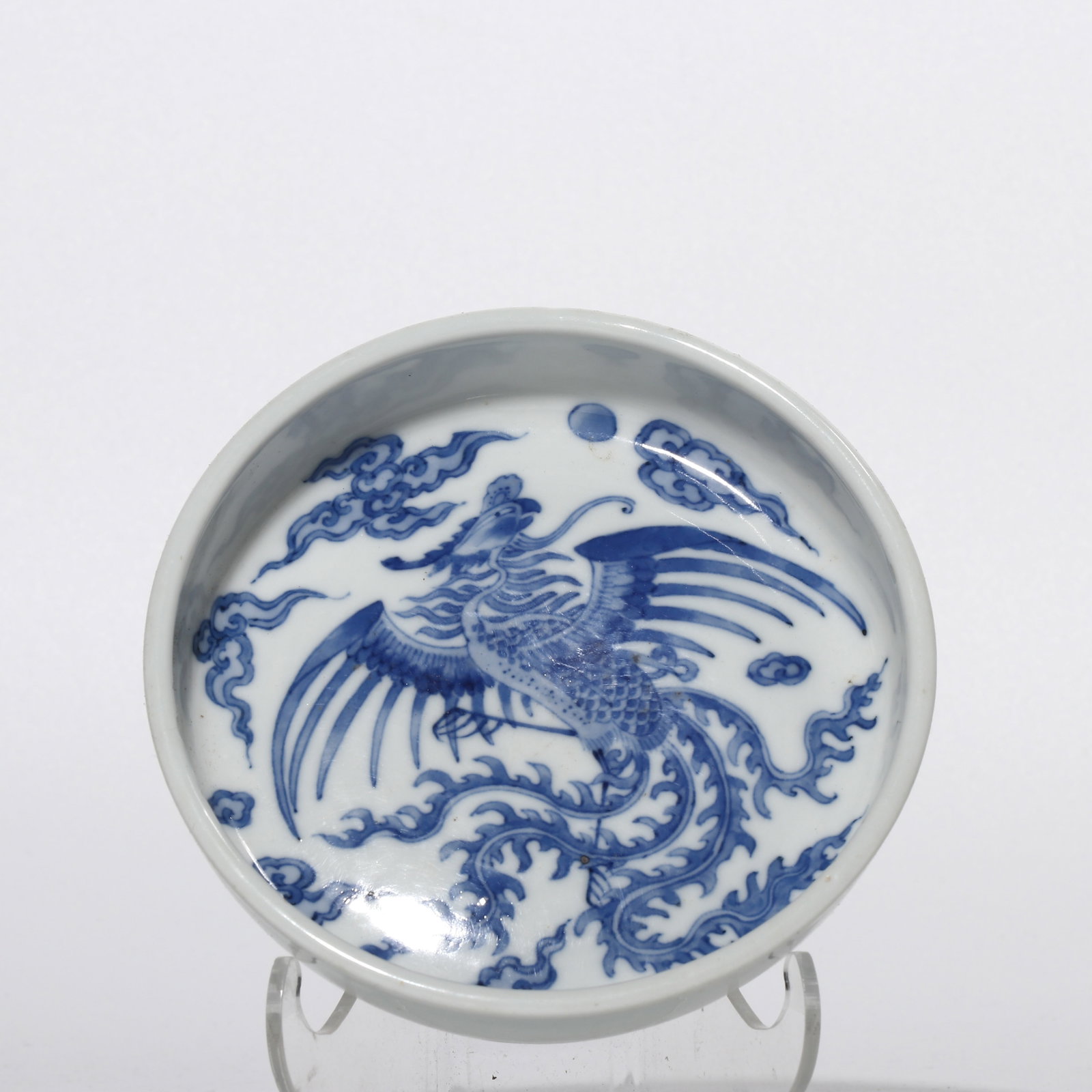 Blue and white porcelain washer with phoenix design from the Kangxi period of the Qing Dynasty,: /