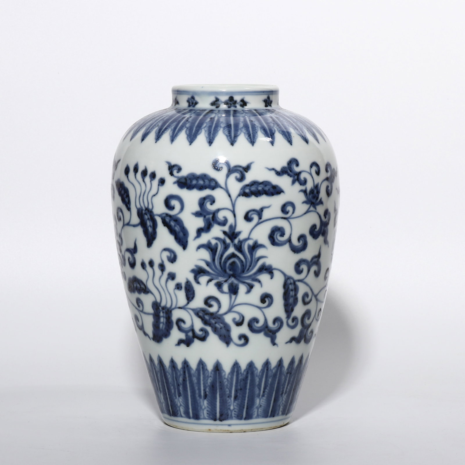 Chinese Ming Dynasty blue and white porcelain vase with floral design (1 of 6)