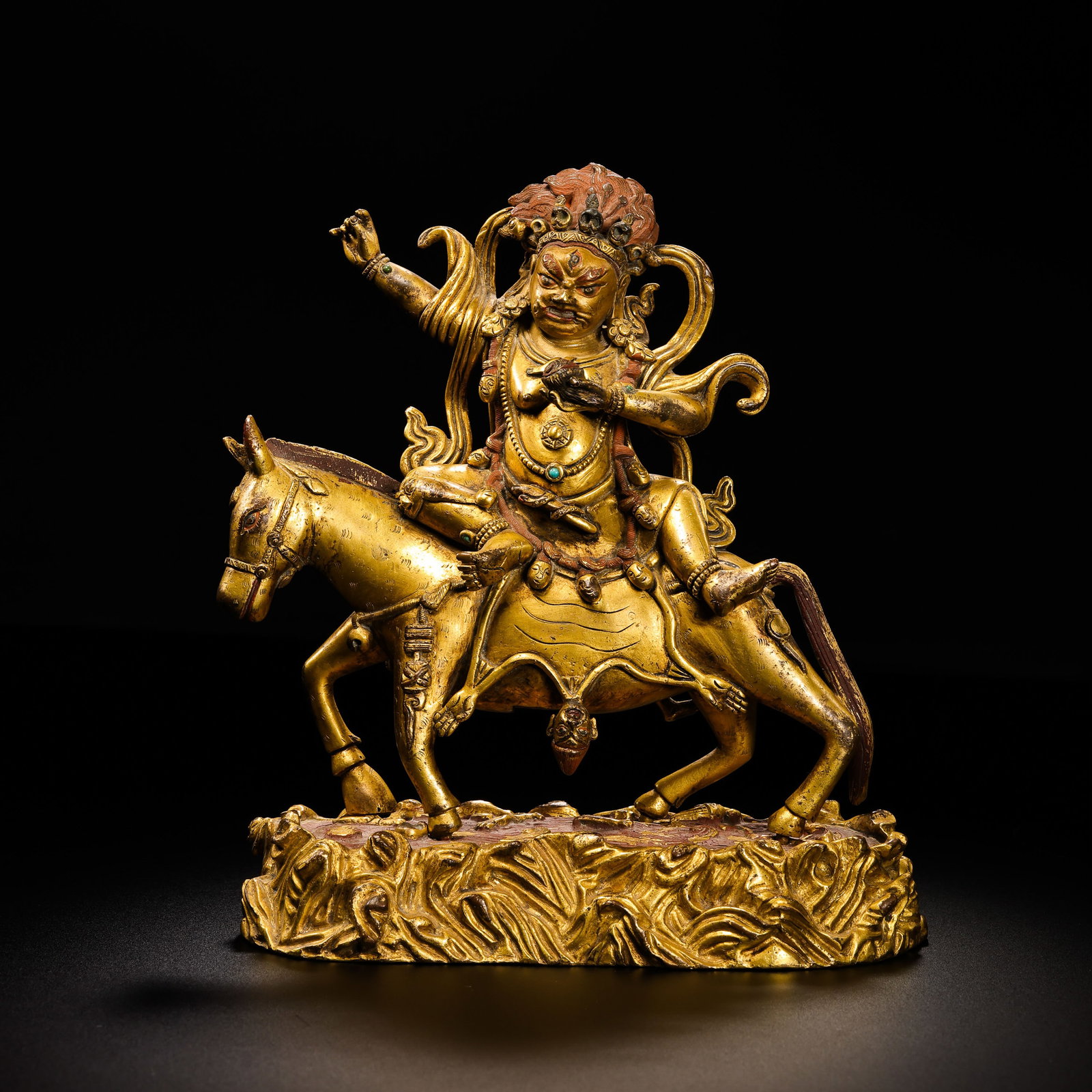Chinese Ming Dynasty Gilt Bronze Seated Buddha Statue: H. 18 cm. W. 16.3 cm. Weight. 1449 gram.