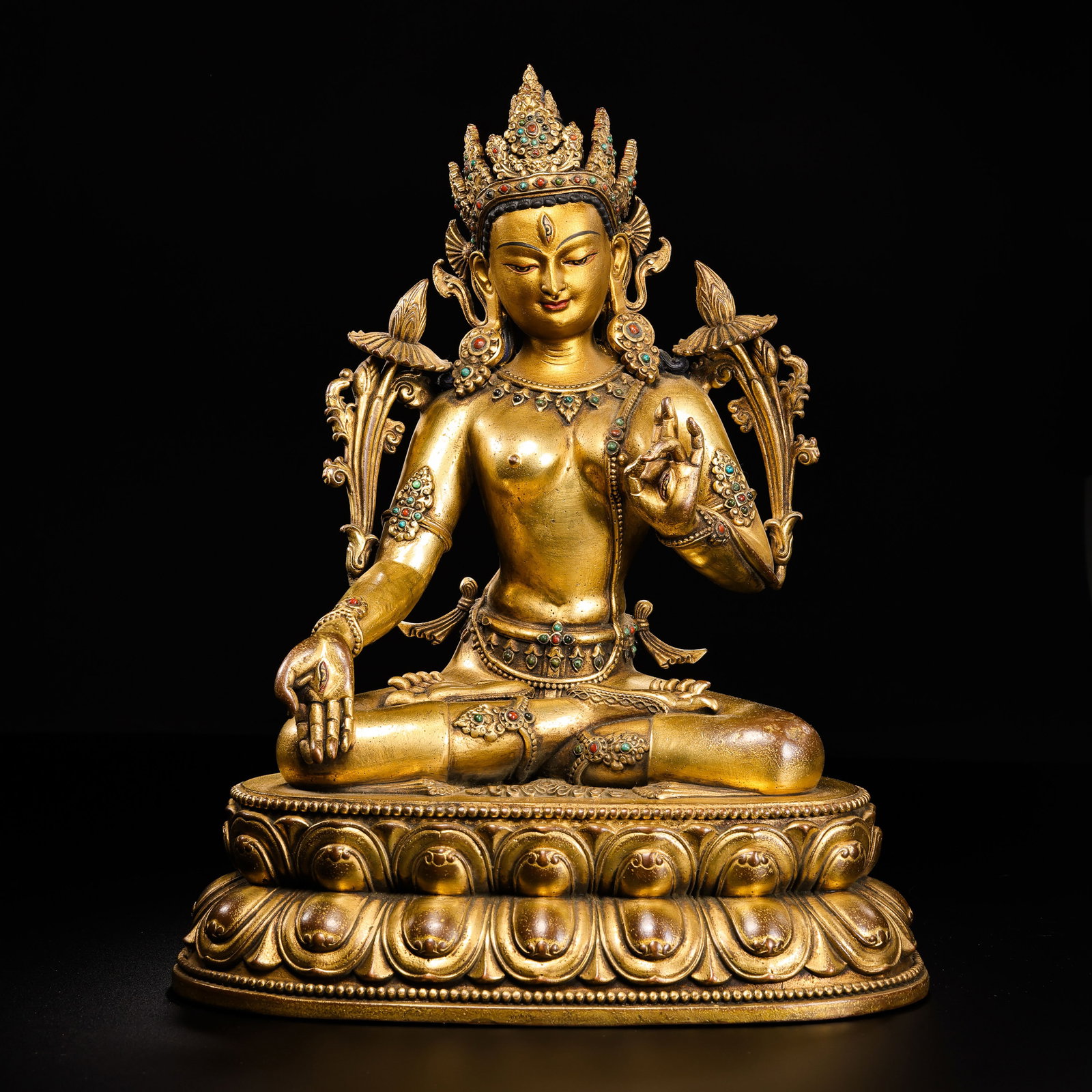 Gilt Bronze Seated Buddha Statue from the Kangxi Period of the Qing Dynasty, China (1 of 12)