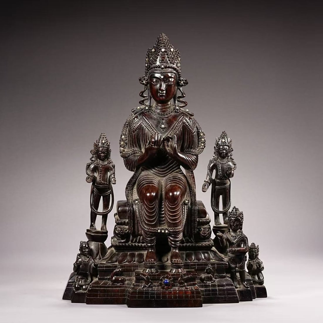 Chinese Qing Dynasty wooden seated Buddha statue (1 of 9)