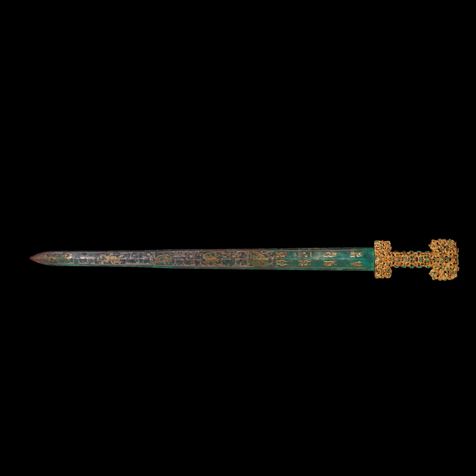 Gold and silver inlaid sword from the Warring States period in China (1 of 9)
