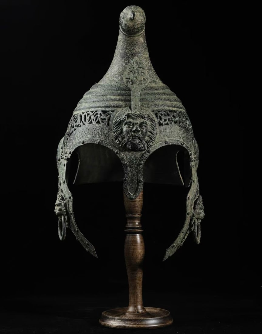 Achaemenid Dynasty Bronze Helmet: L. 28 cm. W. 24 cm. H. 44 cm.