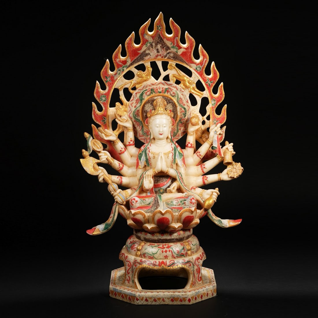 Chinese Tang Dynasty White Marble Painted Seated Buddha Statue (1 of 10)