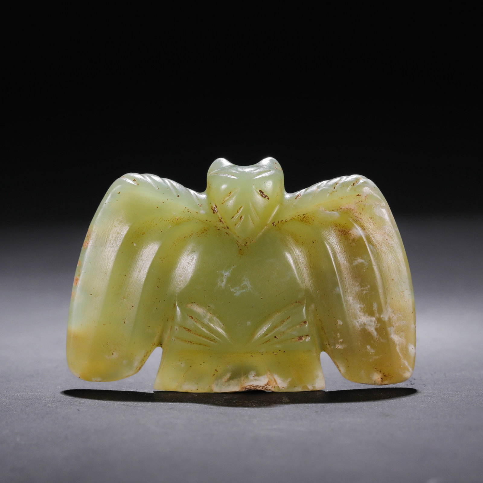 Jade Owl of the Hongshan Culture during the Hongshan Period in China: L. 6 cm. W. 4 cm. Weight. 31 gram.
