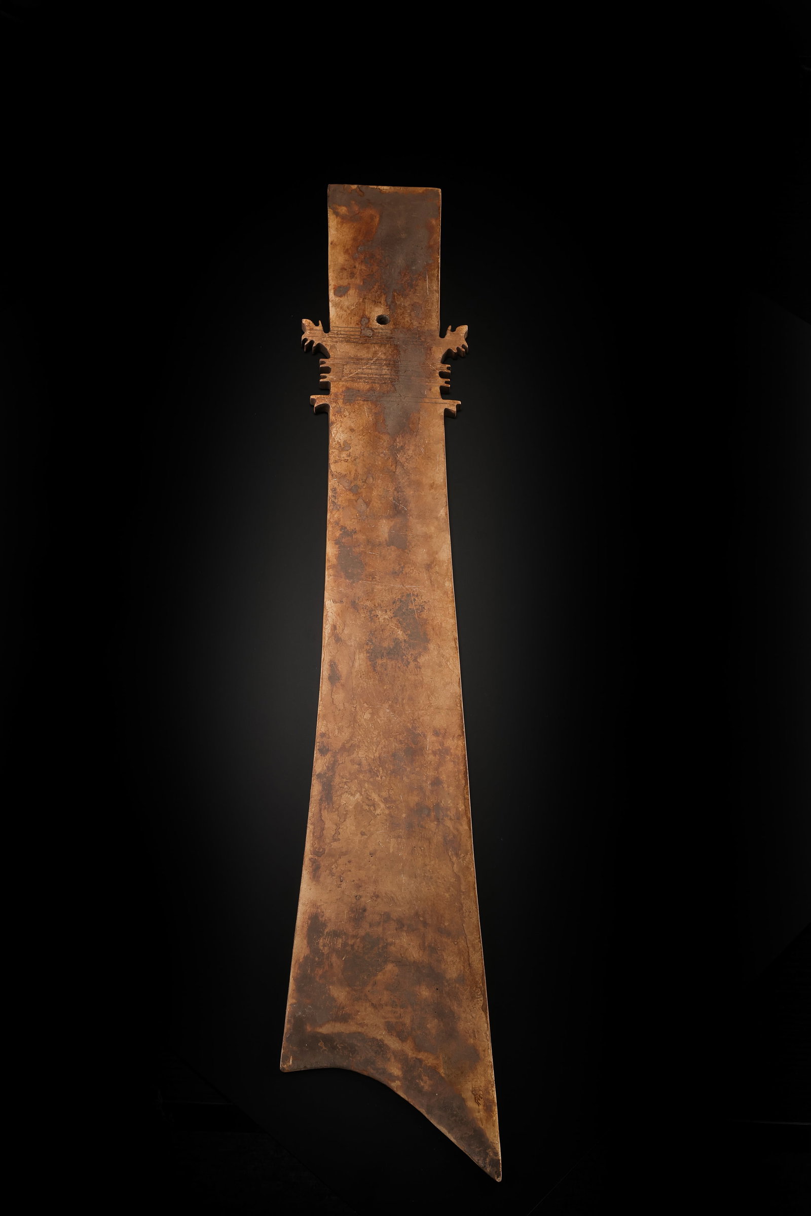 Jade scepters from the Neolithic period in China: L. 77.5 cm. W. 11.3 cm. Weight. 1505 gram.