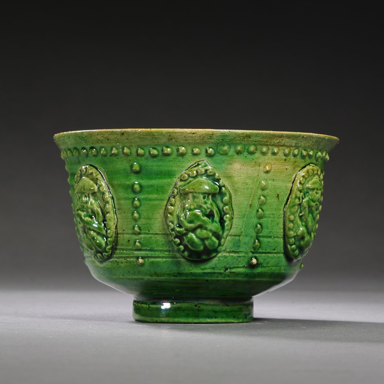 Chinese Sui Dynasty Green Glazed Appliqué Cup (1 of 10)