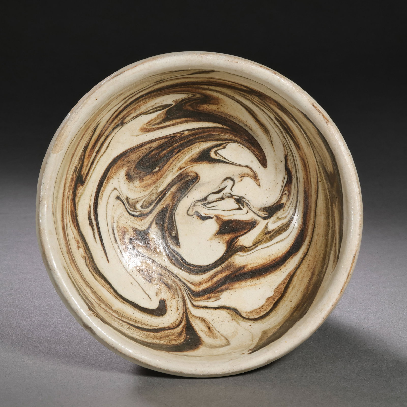 Chinese Northern Song Dynasty Cizhou ware unglazed marbled glaze cup: H. 5.7 cm. Diam. 12 cm.