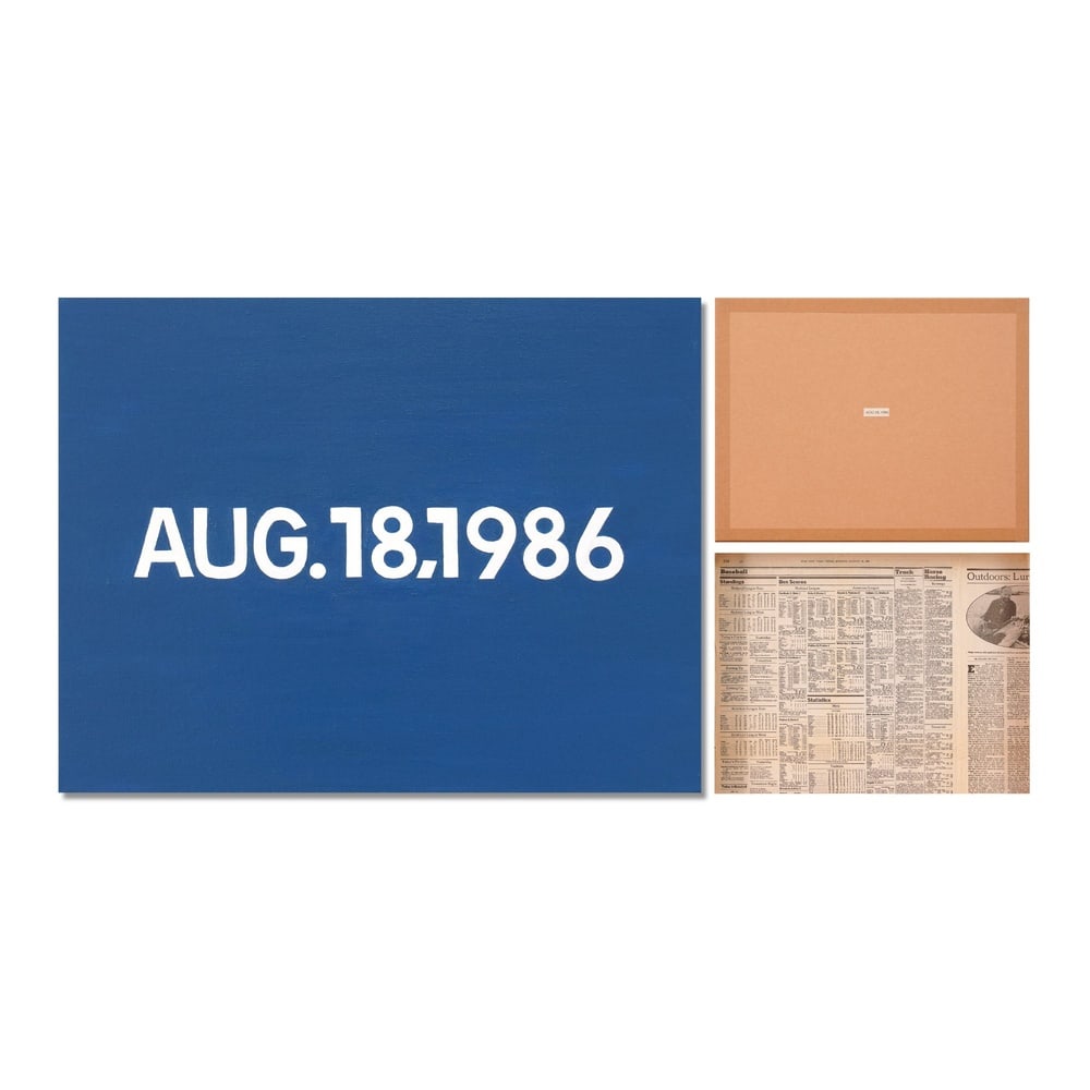 ON KAWARA (1933-2014), ATTRIBUTED TO, ACRYLIC ON CANVAS: Signed (verso) Image Dimensions: 13 3/8 x 17 3/8 in (34 x 44 cm) This painting comes with COA. On Kawara occupies a singular position in postwar conceptual art, renowned for transforming the act of ma