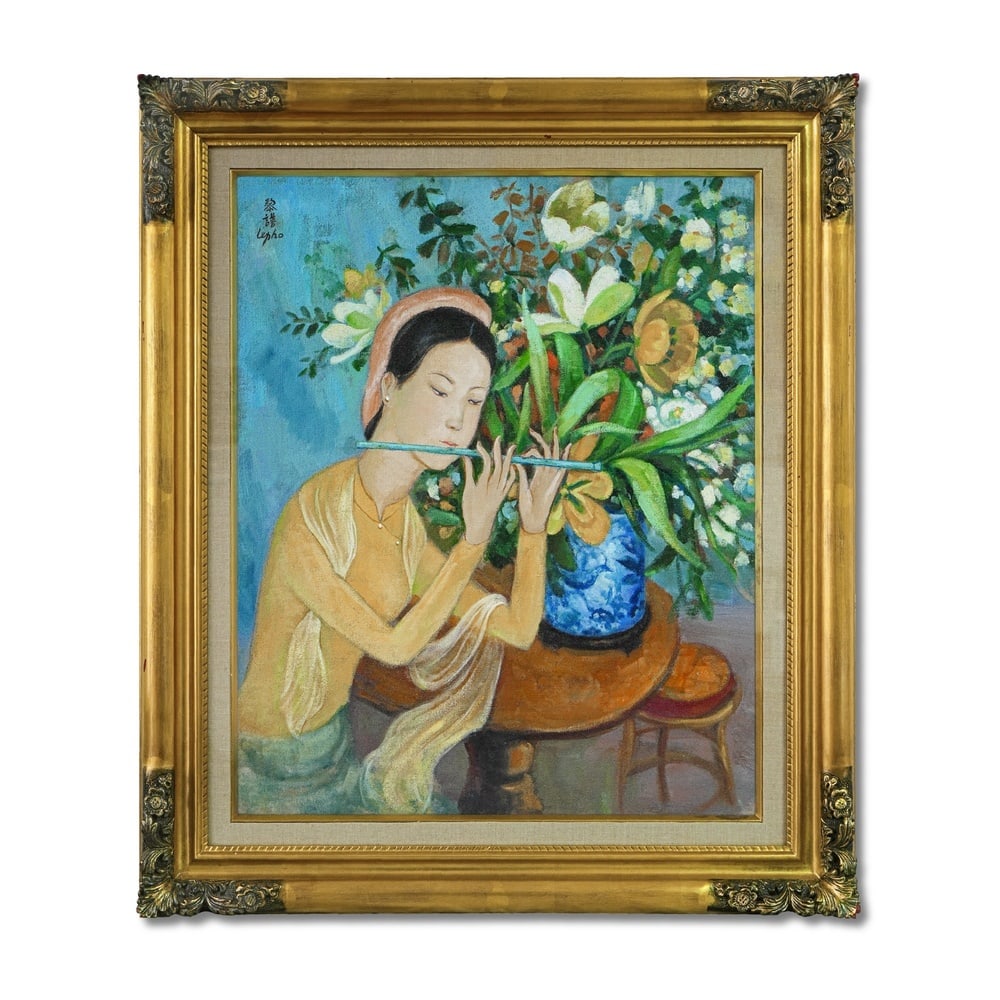 LE PHO (1907-2001), ATTRIBUTED TO, OIL ON CANVAS: Signed (upper left) Image Dimensions: 25 1/2 x 21 in (65 x 53 cm) Framed Dimensions: 32 5/8 x 28 in (83 x 71 cm) This painting comes with COA. This exquisite painting is attributed to Le Pho (1907-200
