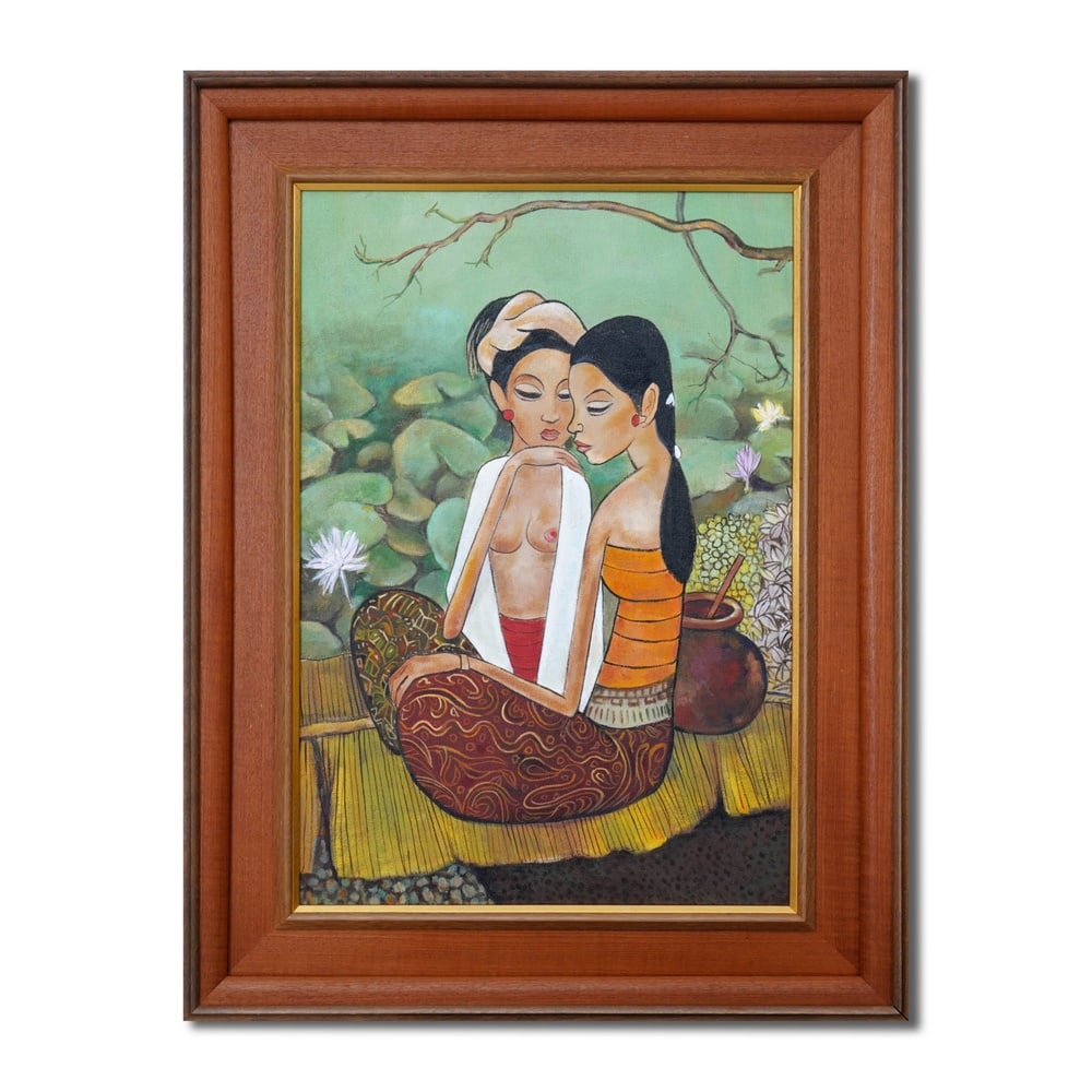 CHEONG SOO PIENG (1917-1983), ATTRIBUTED TO, OIL ON CANVAS: Image Dimensions: 63 x 43.5 cm (24 3/4 x 17 1/8 in) Signed (reverse) This painting comes with COA. Cheong Soo Pieng is one of the foundational figures in modern Southeast Asian art, renowned for his d