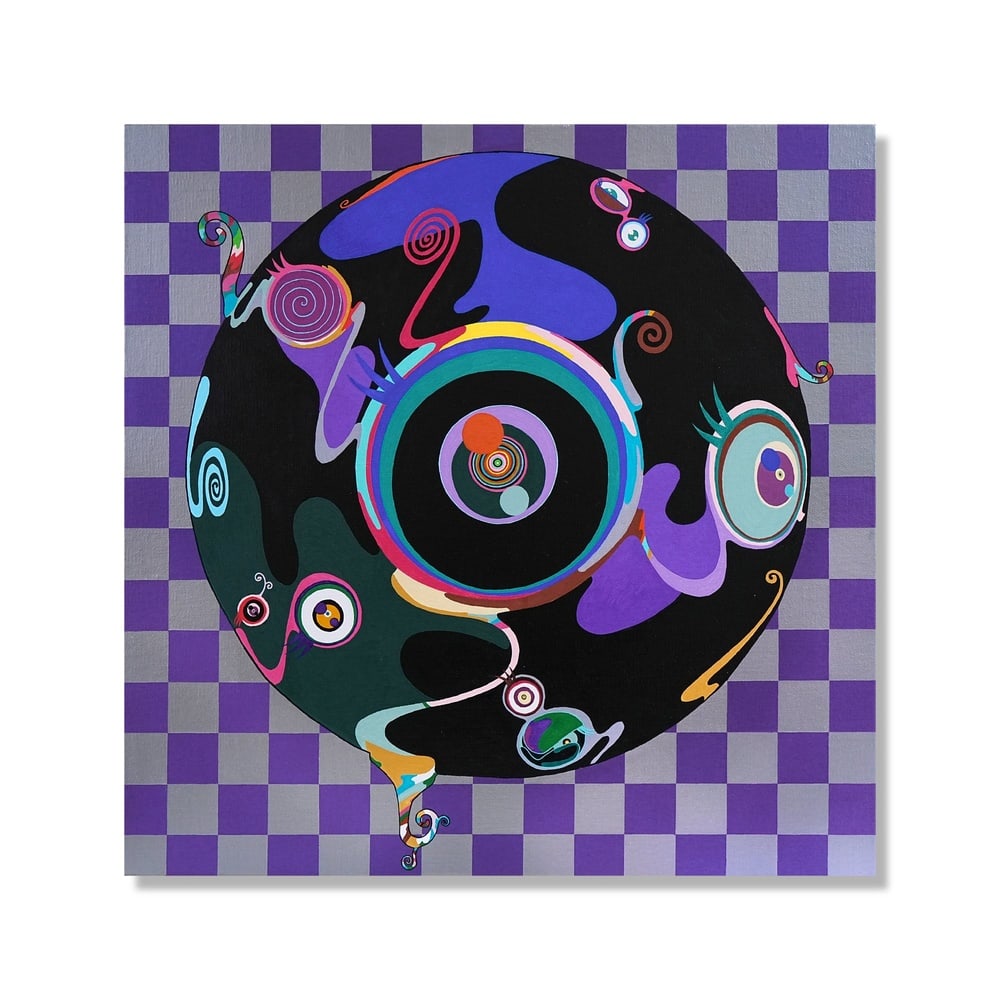 TAKASHI MURAKAMI (B.1962), ATTRIBUTED TO, ACRYLIC ON CANVAS MOUNTED ON WOOD: Signed (verso) Image Dimensions: 23 5/8 x 23 5/8 in (60 x 60 cm) This painting comes with COA. Takashi Murakami remains one of the most influential and internationally recognized figures in