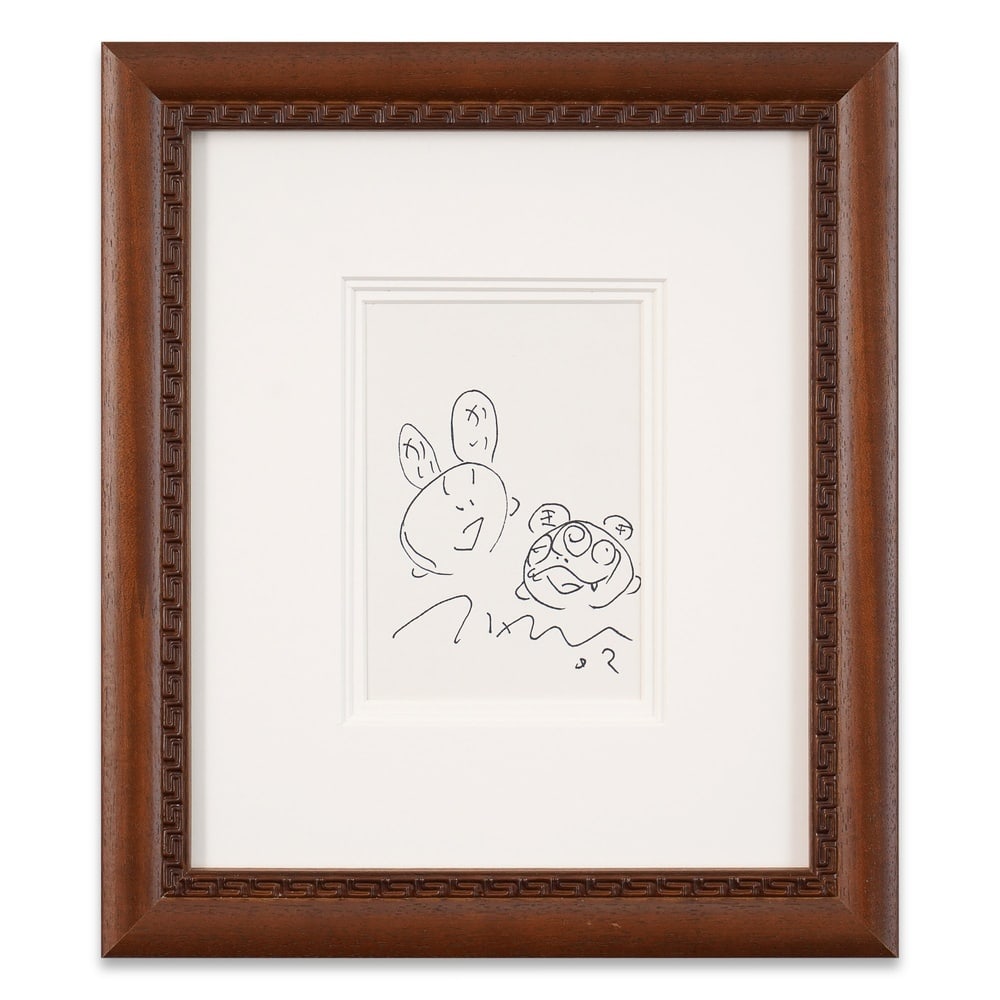 TAKASHI MURAKAMI (B.1962), ATTRIBUTED TO, SIGNED ORIGINAL DRAWING: Image Dimensions: 6 7/8 x 4 3/4 in (17.5 x 12 cm) Framed Dimensions: 16 1/8 x 14 in (41 x 35.5 cm) Provenance and Authentication: According to the Letter of Authenticity (LOA) and Certificate of
