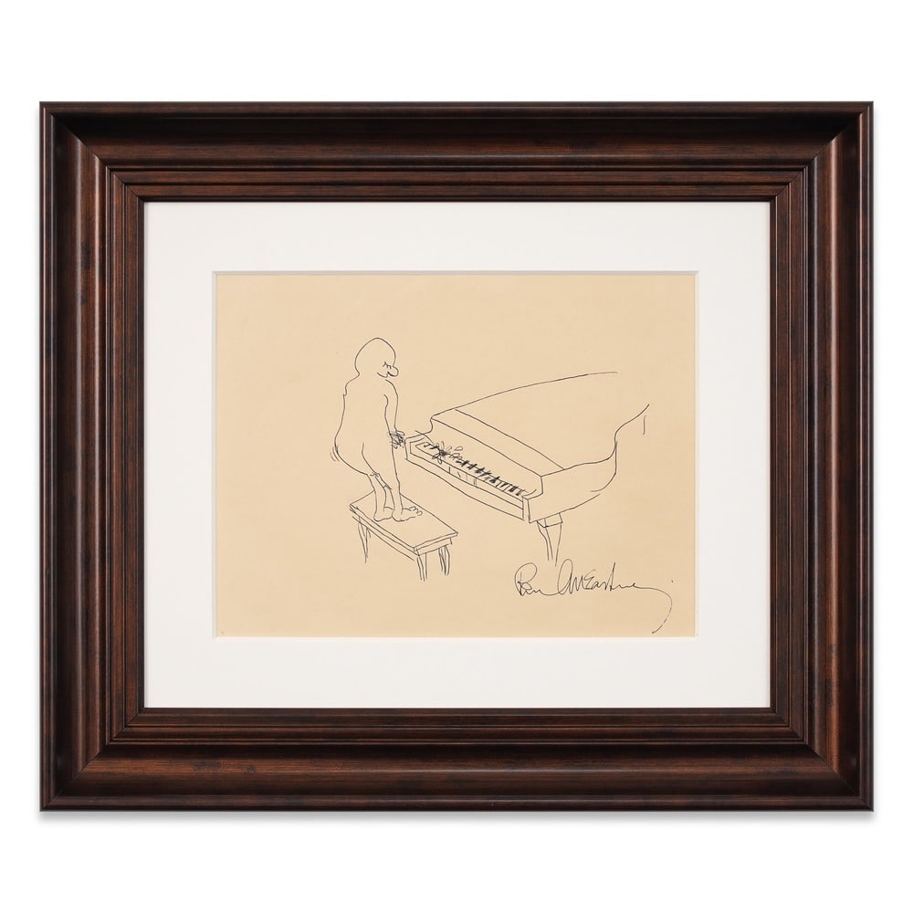 PAUL MCCARTNEY SIGNED HAND-DRAWN SKETCH: Image Dimensions: 9 x 11 7/8 in (22.8 x 30.2 cm) Framed Dimensions: 17 3/4 x 20 5/8 in (45 x 52.5 cm) Provenance and Authentication: According to the Letter of Authenticity (LOA) and Certificate of