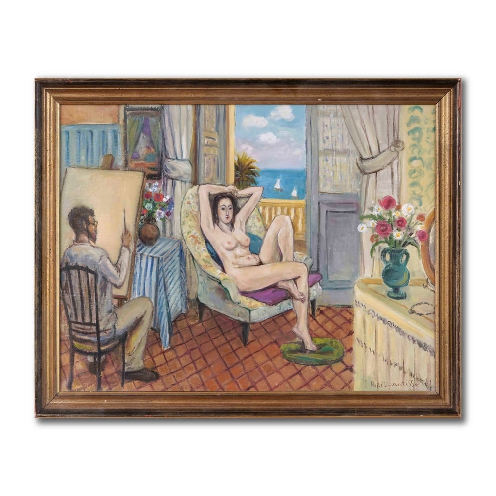 HENRI MATISSE (1869-1954), ATTRIBUTED TO, OIL ON CANVAS: Signed (lower right) Image Dimensions: 61.5 x 47 cm (24 x 18 1/2 in) All measurements are approximate. Henri Matisse (1869-1954) stands as one of the most important artistic figures of the 20th