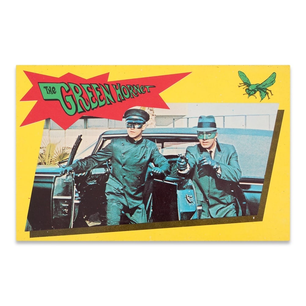 BRUCE LEE SIGNED "THE GREEN HORNET" OFFICIAL POSTCARD INSCRIBED "KATO": 5 1/2 x 3 1/2 in (13.9 x 8.8 cm) Provenance and Authentication: According to the Letter of Authenticity (LOA) and Certificate of Authenticity (COA) provided by the consignor, this collectible was