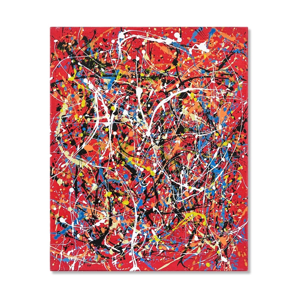 JACKSON POLLOCK (1912-1956), ATTRIBUTED TO, OIL, ENAMEL AND ALUMINUM PAINT ON CANVAS (1 of 3)