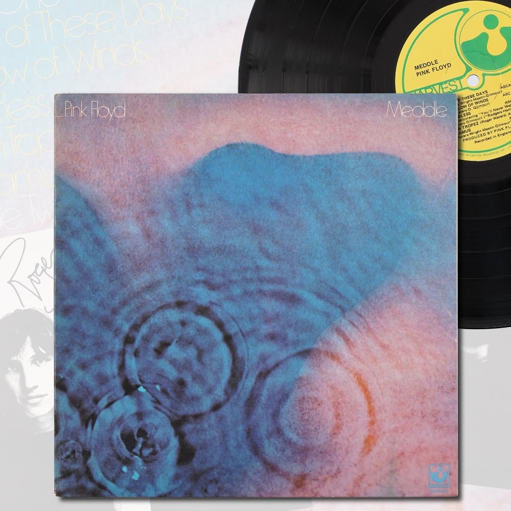 PINK FLOYD FULLY SIGNED "MEDDLE" LP: 12 1/4 x 12 1/4 Provenance and Authentication: According to the Letter of Authenticity (LOA) and Certificate of Authenticity (COA) provided by the consignor, this collectible was subjected to a forens
