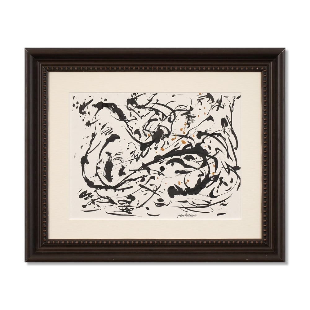 JACKSON POLLOCK (1912-1956), ATTRIBUTED TO, UNTITLED, INK AND GOUACHE ON PAPER (1 of 3)