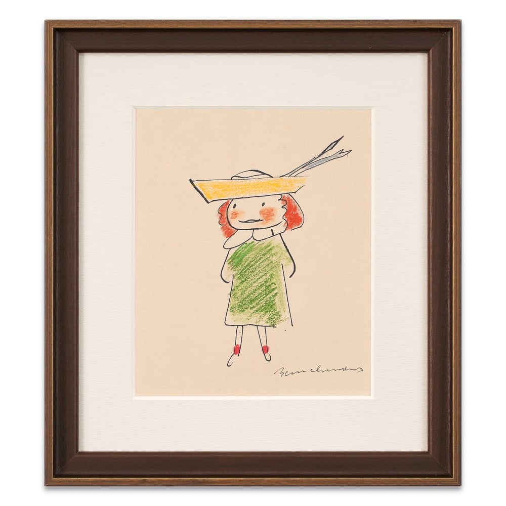 LUDWIG BEMELMANS SIGNED DRAWING: Image Dimensions: 9 1/4 x 7 5/8 in (23.5 x 19.2 cm) Framed Dimensions: 15 x 13 3/8 in (38 x 34 cm) Provenance and Authentication: According to the Letter of Authenticity (LOA) and Certificate of Authe