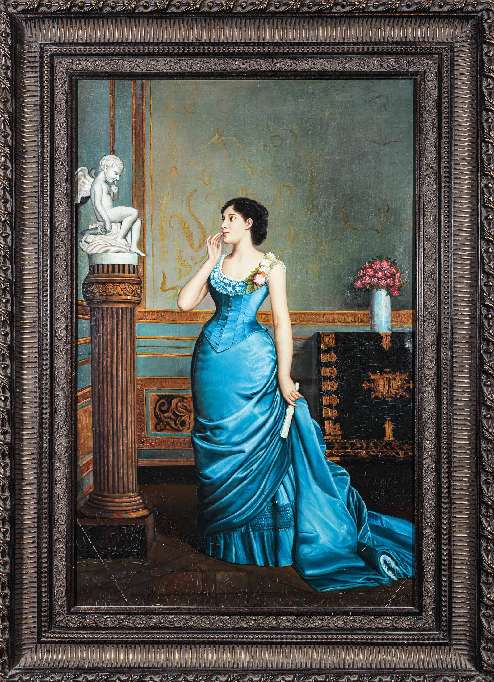 18th-century European portrait oil paintings: L. 113 cm. W. 82 cm.