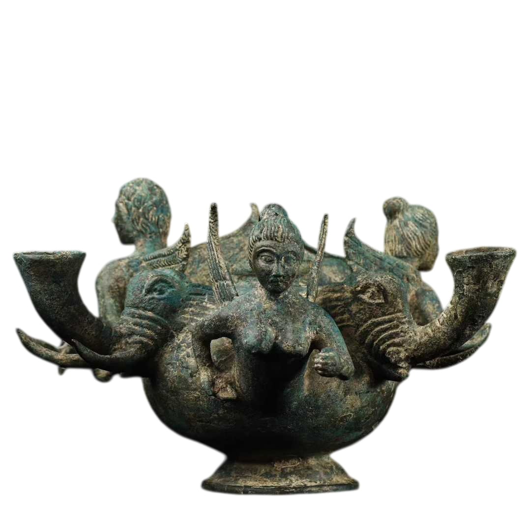 Achaemenid period bronze ritual vessels: L. 28 cm.W. 27 cm. H.16 cm.