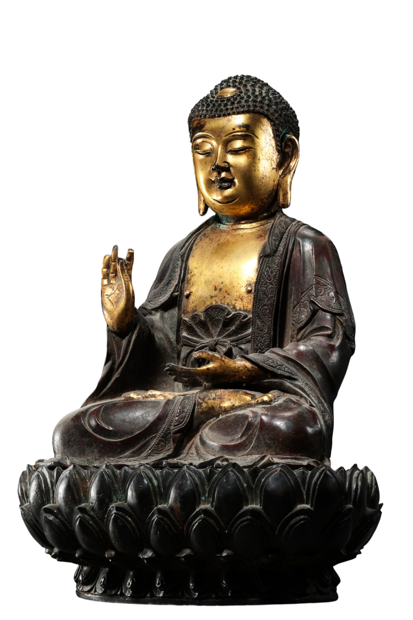 Gilt Bronze Seated Shakyamuni Buddha Statue from the Ming Dynasty, China (1 of 9)