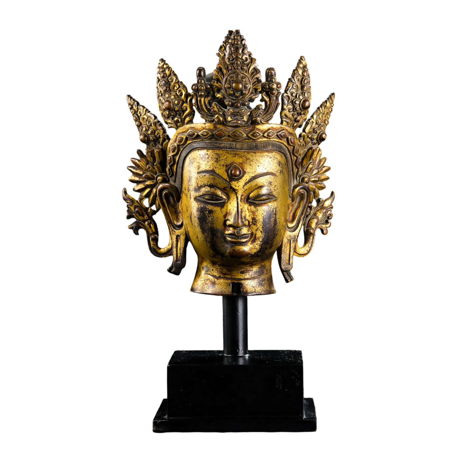 Gilt Bronze Buddha Head from the Ming Dynasty in China (1 of 8)