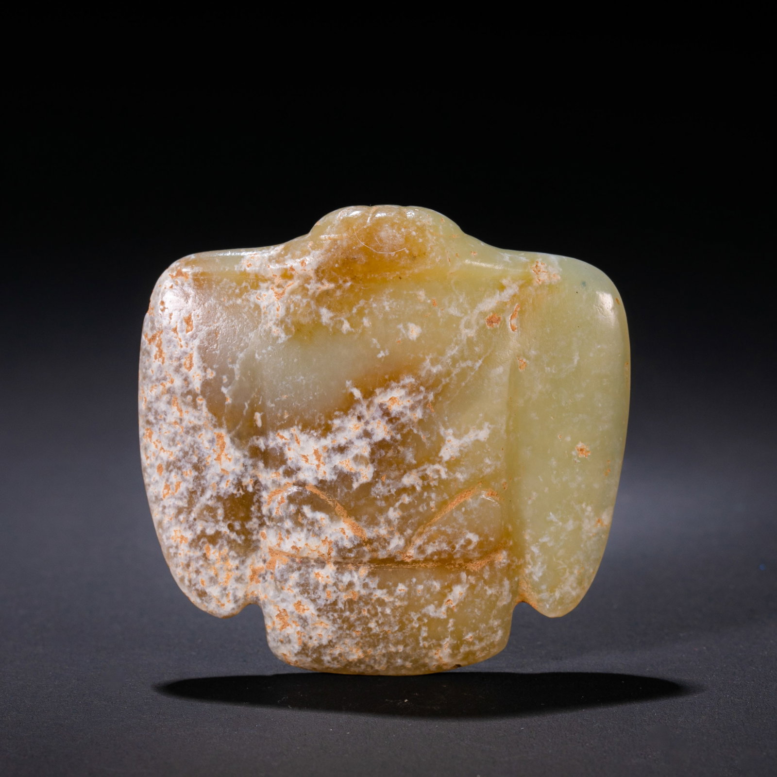 Jade Owl of the Hongshan Culture during the Hongshan Period in China: H. 5 cm. W. 5.3 cm. Weight. 44.3 gram.